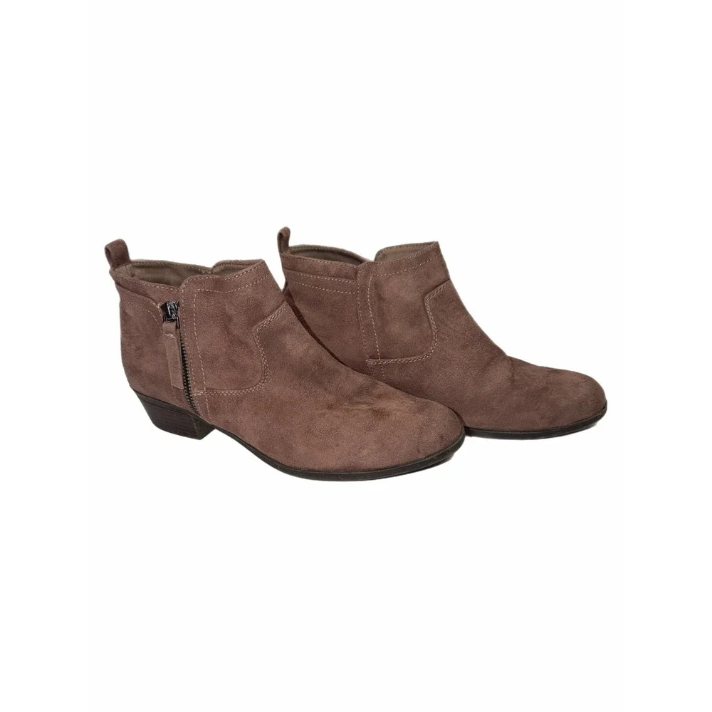 Arizona Jean Co Womens Brown Faux Suede Ankle Boots Western Booties Size 11